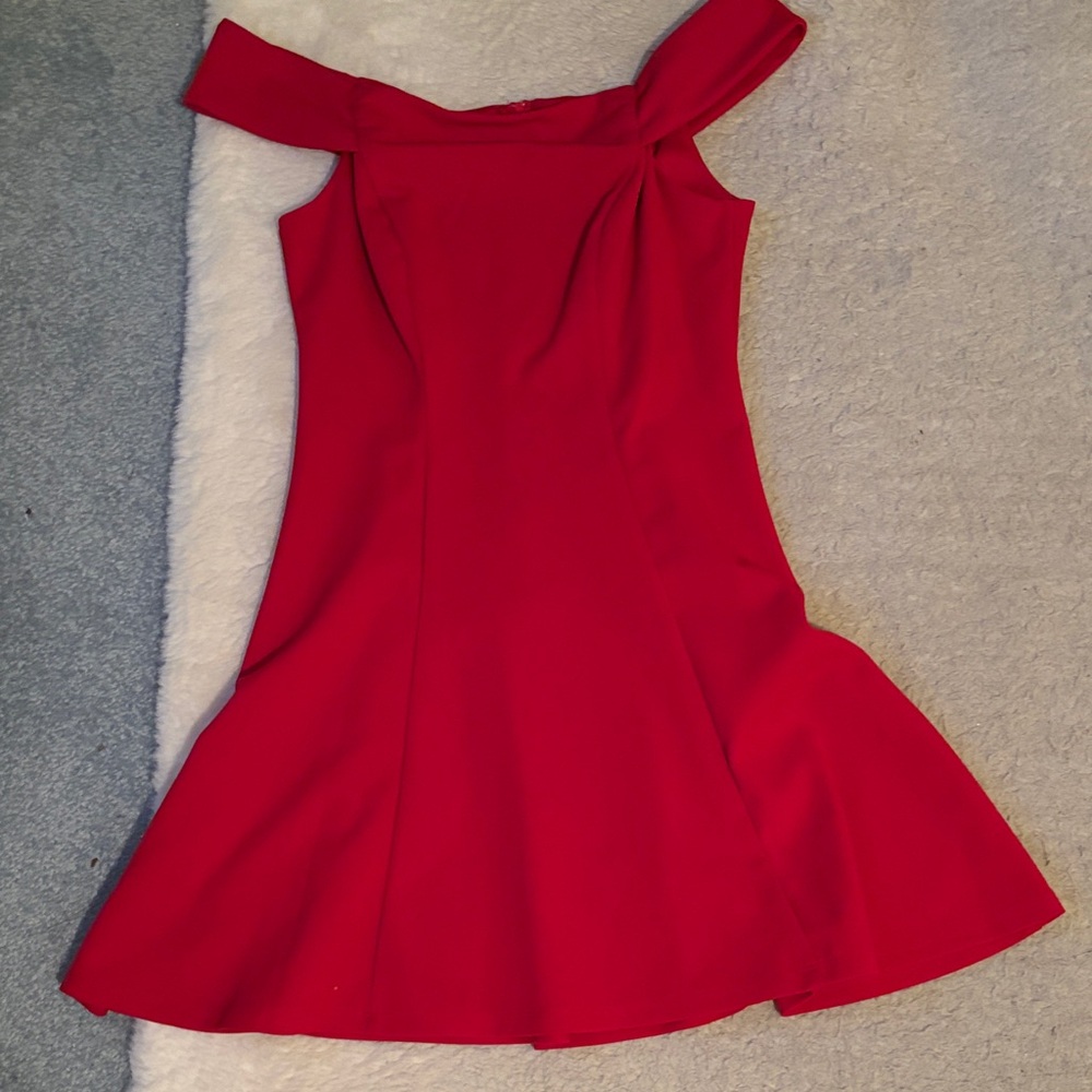 Teeze Me Red Off-Shoulder Fit & Flare Mini Dress